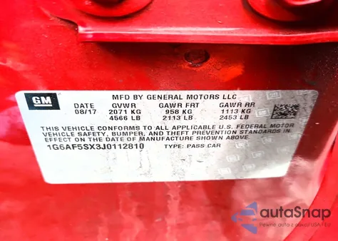 2018 Cadillac Ats Luxury из США, поврежденный, VIN 1G6AF5SX3J0112810